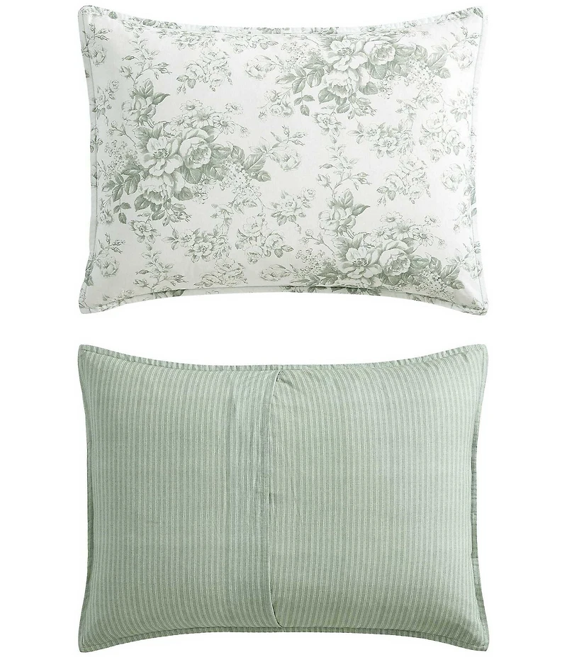 Laura Ashley Toile Delight Cotton Floral Reversible Bonus Comforter Set