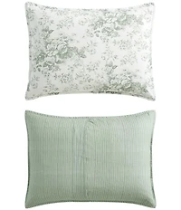Laura Ashley Toile Delight Cotton Floral Reversible Bonus Comforter Set