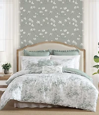Laura Ashley Toile Delight Cotton Floral Reversible Bonus Comforter Set