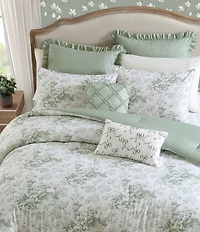 Laura Ashley Toile Delight Cotton Floral Reversible Bonus Comforter Set