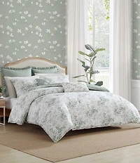 Laura Ashley Toile Delight Cotton Floral Reversible Bonus Comforter Set