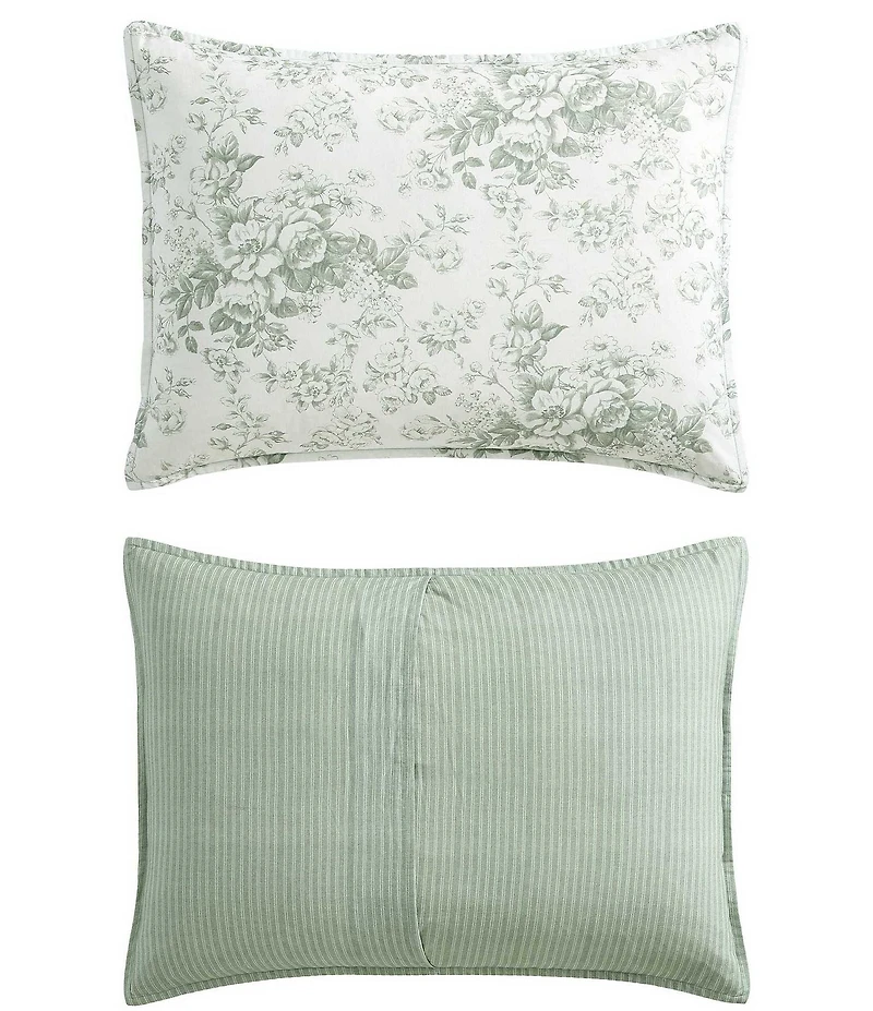 Laura Ashley Toile Delight Cotton Floral Reversible Bonus Comforter Set
