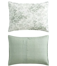 Laura Ashley Toile Delight Cotton Floral Reversible Bonus Comforter Set