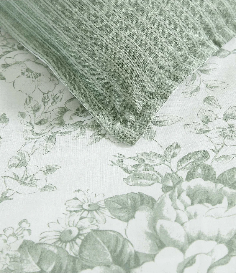 Laura Ashley Toile Delight Cotton Floral Reversible Bonus Comforter Set