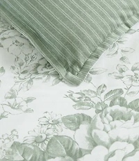 Laura Ashley Toile Delight Cotton Floral Reversible Bonus Comforter Set
