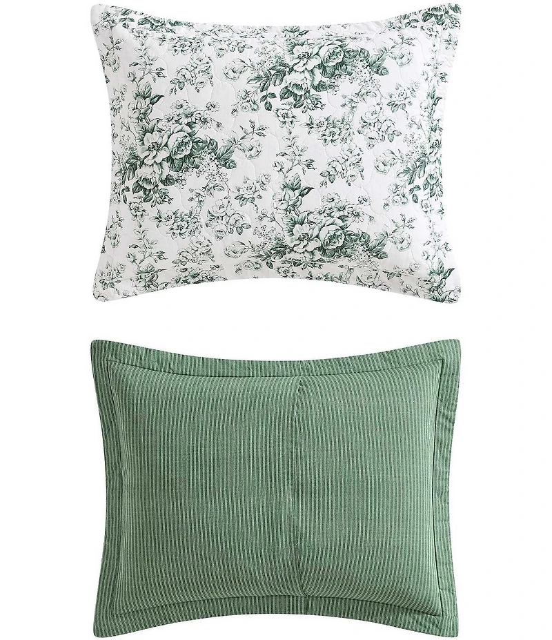 Laura Ashley Toile Floral Delight Cotton Reversible Quilt Mini Set