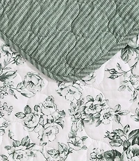 Laura Ashley Toile Floral Delight Cotton Reversible Quilt Mini Set