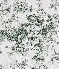 Laura Ashley Toile Floral Delight Cotton Reversible Quilt Mini Set