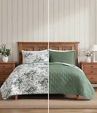 Laura Ashley Toile Floral Delight Cotton Reversible Quilt Mini Set