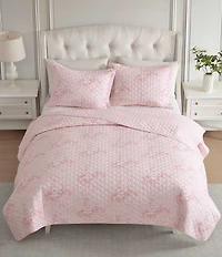 Laura Ashley Toile Floral Delight Cotton Reversible Quilt Mini Set