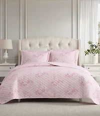 Laura Ashley Toile Floral Delight Cotton Reversible Quilt Mini Set