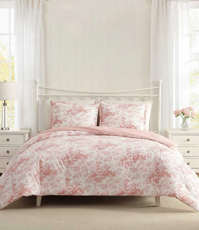 Laura Ashley Toile Delight Floral Reversible Comforter Mini Set