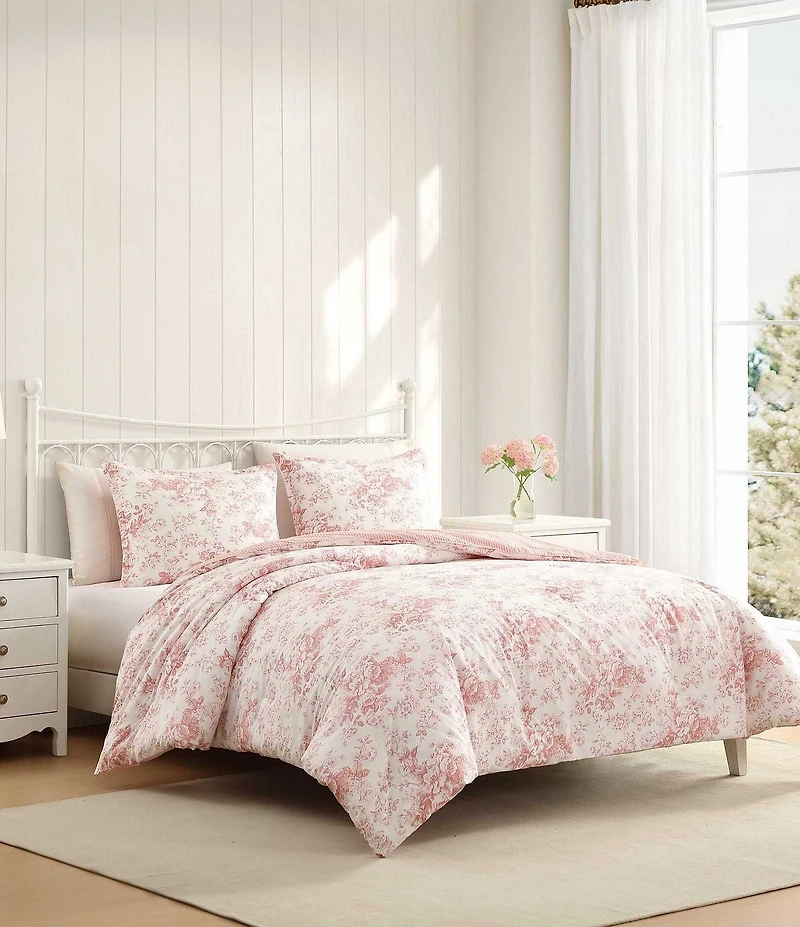 Laura Ashley Toile Delight Floral Reversible Comforter Mini Set