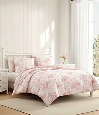 Laura Ashley Toile Delight Floral Reversible Comforter Mini Set