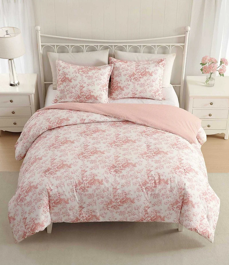 Laura Ashley Toile Delight Floral Reversible Comforter Mini Set