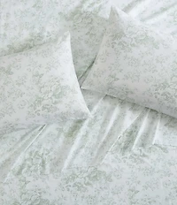 Laura Ashley Toile Delight Green Cotton Percale Sheet Set