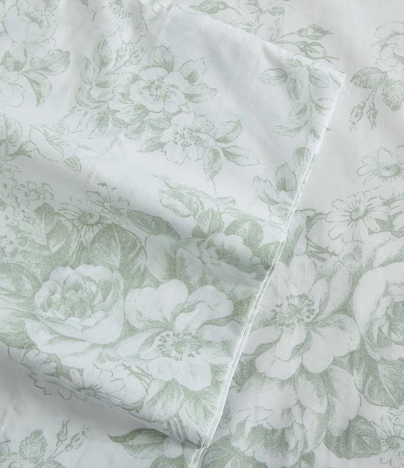 Laura Ashley Toile Delight Green Cotton Percale Sheet Set