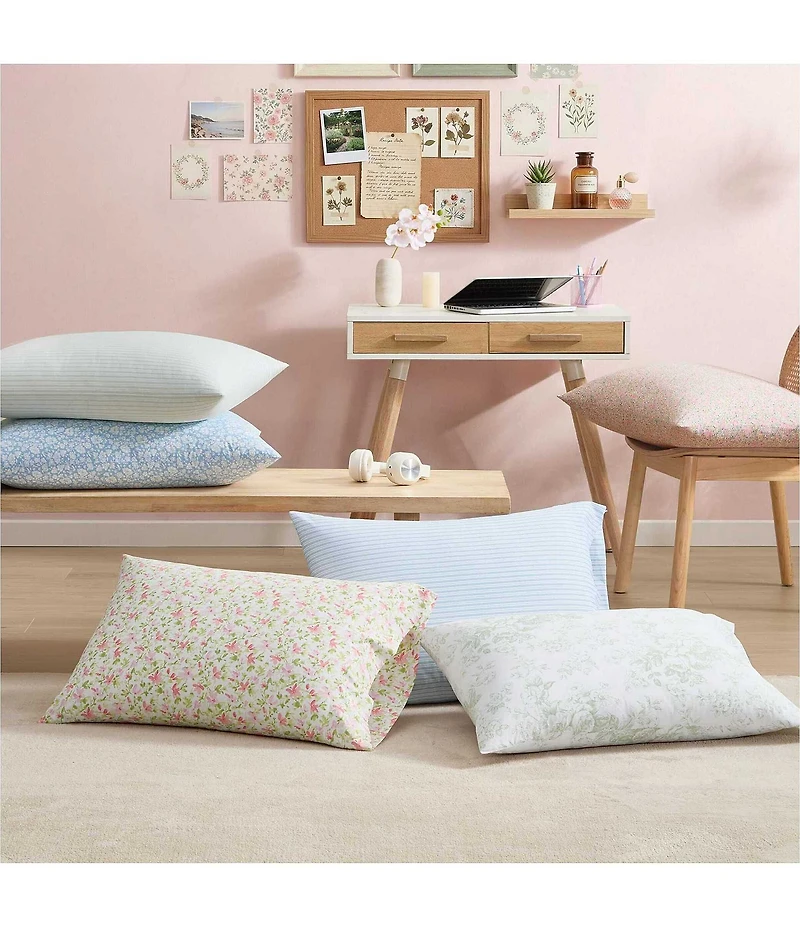 Laura Ashley Toile Delight Green Cotton Percale Sheet Set