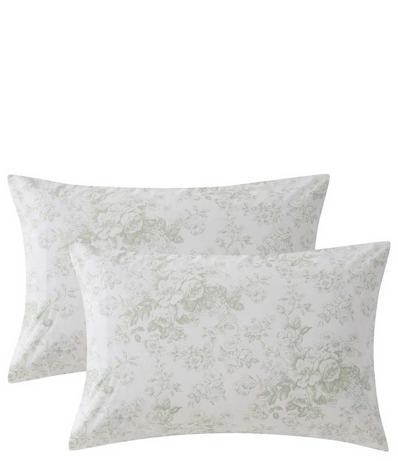 Laura Ashley Toile Delight Green Cotton Percale Sheet Set