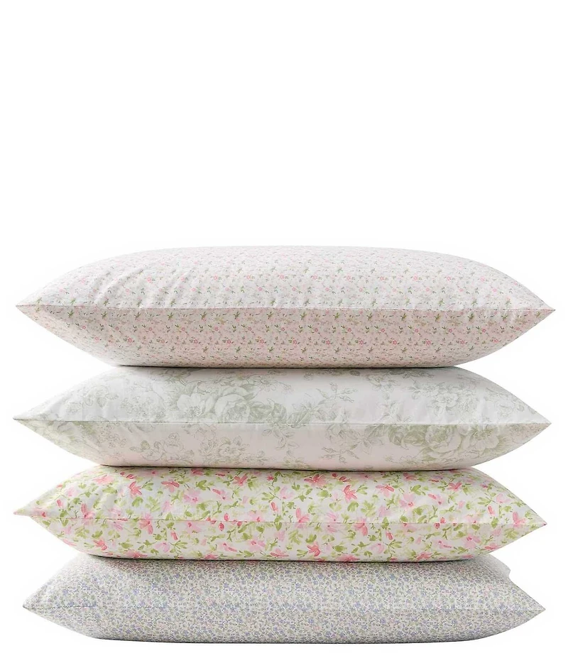 Laura Ashley Toile Delight Green Cotton Percale Sheet Set