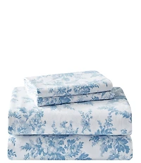 Laura Ashley Vanessa Floral Chinoiserie Flannel Cotton Sheet Set