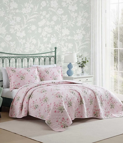 Laura Ashley Veronicas Bouquet Cotton Floral Reversible Mini Quilt Set