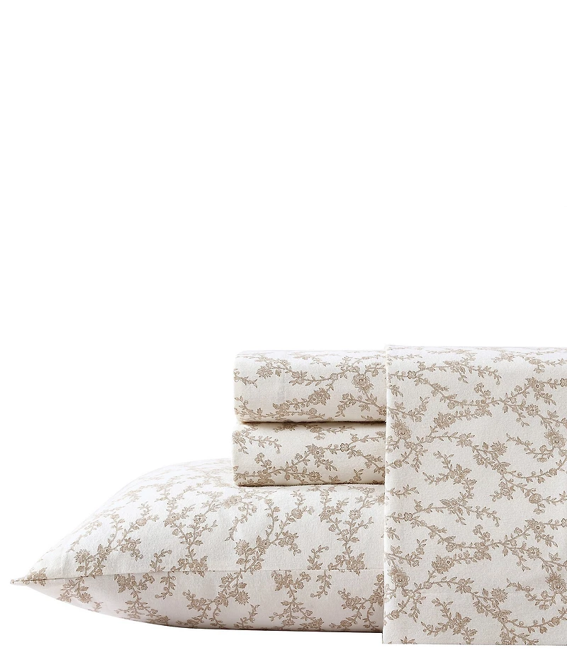 Laura Ashley Victoria Flower Cotton Flannel Sheet Set