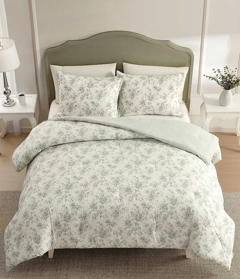 Laura Ashley Walled Garden Cotton Reversible Comforter Mini Set