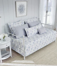 Laura Ashley Blue Floral Walled Garden Daybed Quilt & Sham Set