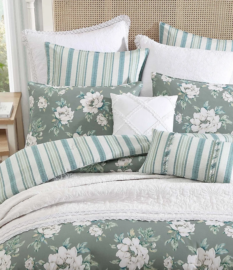 Laura Ashley Wisley Floral Cotton Reversible Comforter & Sham Bonus Set