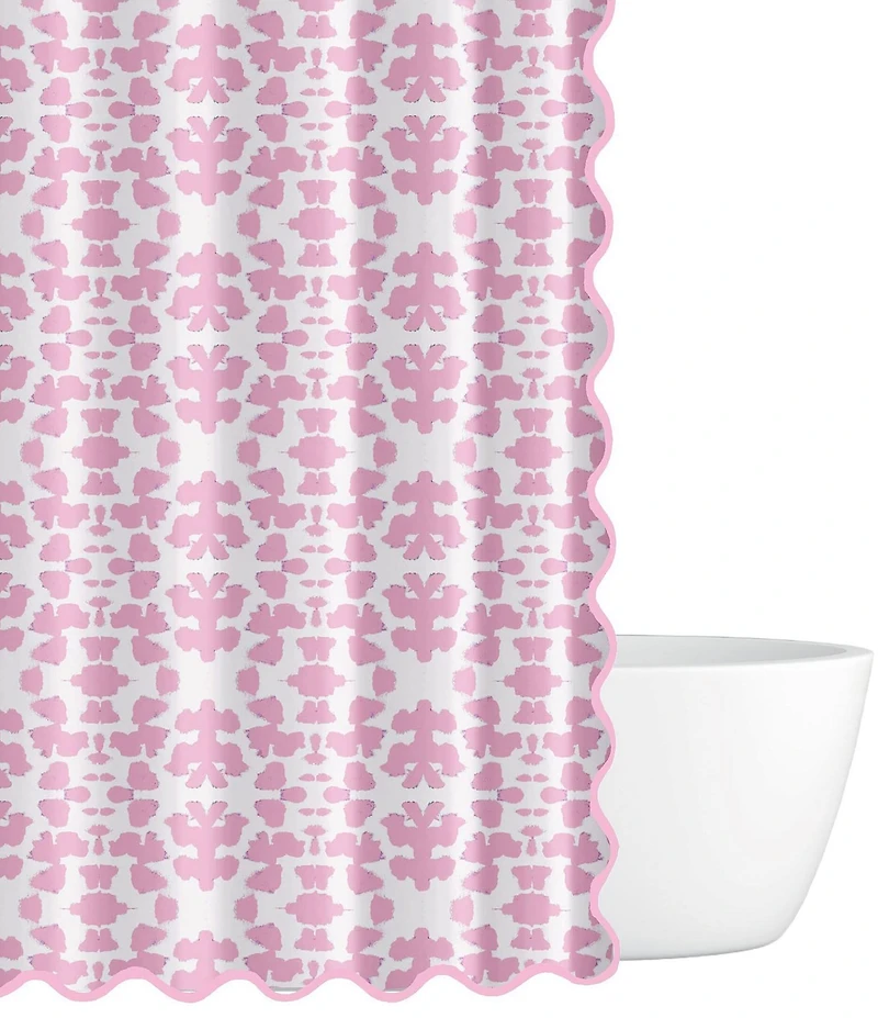Laura Park Chintz Pink Scalloped Shower Curtain