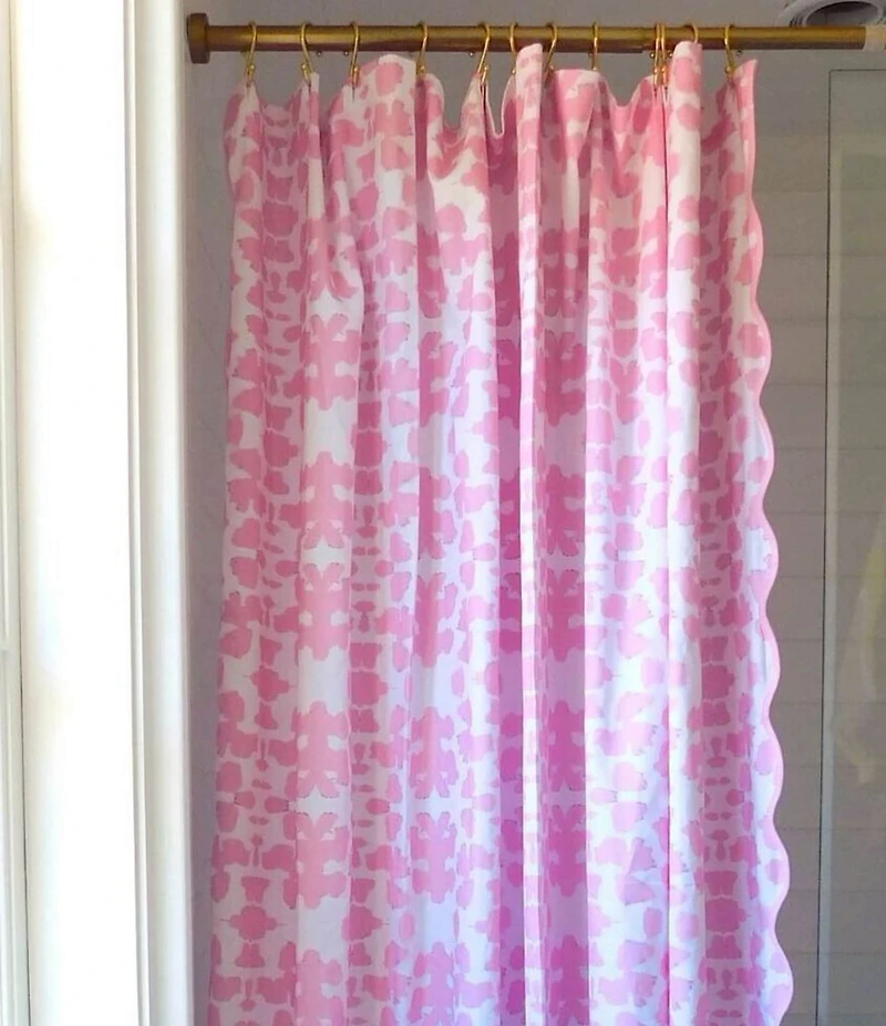 Laura Park Chintz Pink Scalloped Shower Curtain