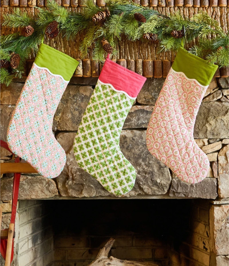 Laura Park Holiday Collection Brushstrokes Green Christmas Stocking