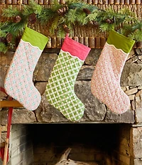 Laura Park Holiday Collection Brushstrokes Green Christmas Stocking