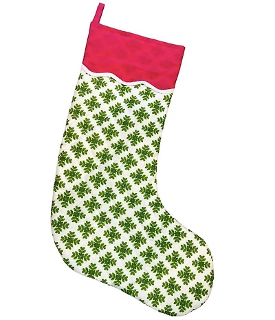 Laura Park Holiday Collection Brushstrokes Green Christmas Stocking