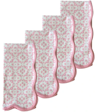 Laura Park Porto Tiles Blush Scalloped Dinner Napkin, Set of 4
