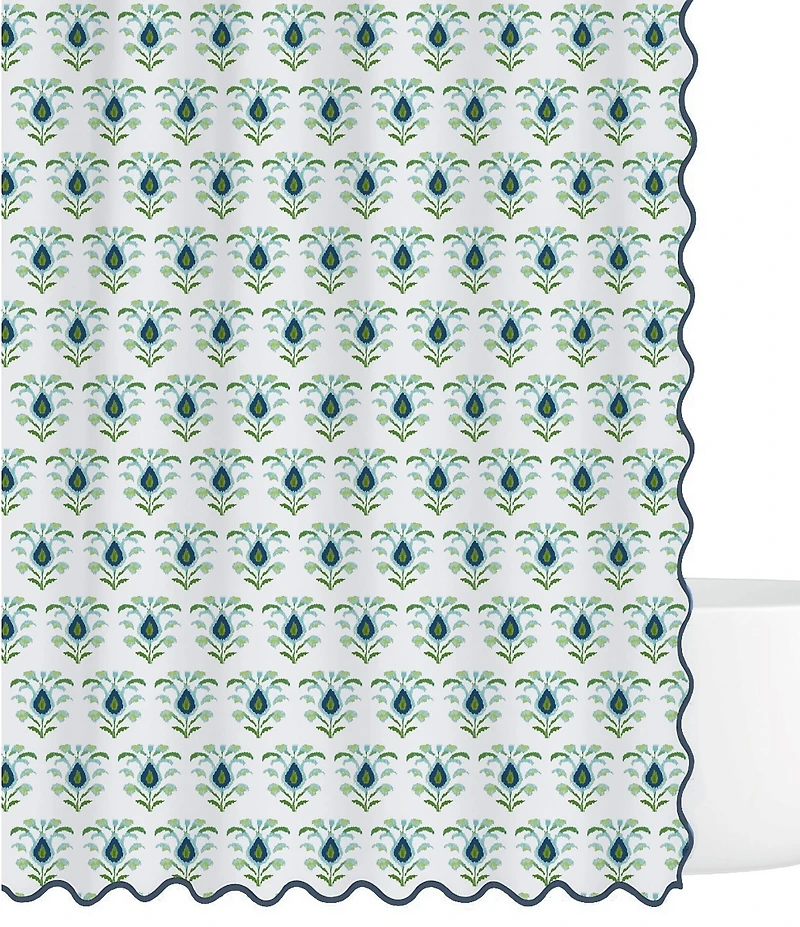 Laura Park Rosemary Floral Print Scalloped Shower Curtain