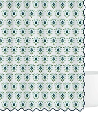 Laura Park Rosemary Floral Print Scalloped Shower Curtain