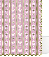Laura Park Rosemary Stripe Floral Print Scalloped Shower Curtain