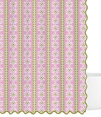 Laura Park Rosemary Stripe Floral Print Scalloped Shower Curtain
