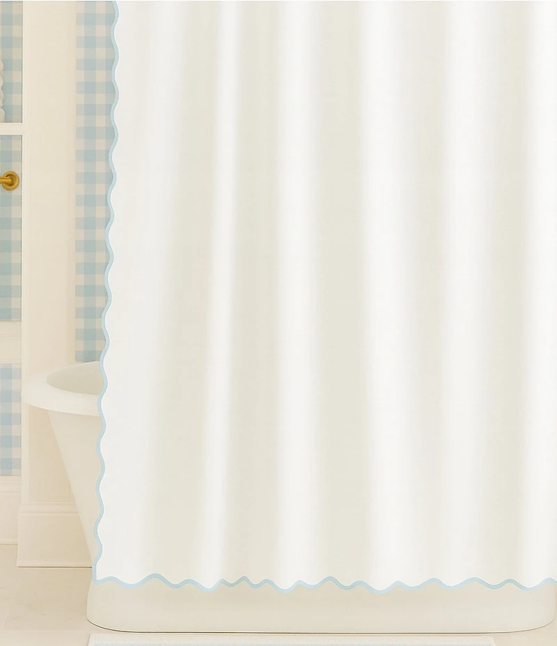 Laura Park Solid Scalloped Shower Curtain