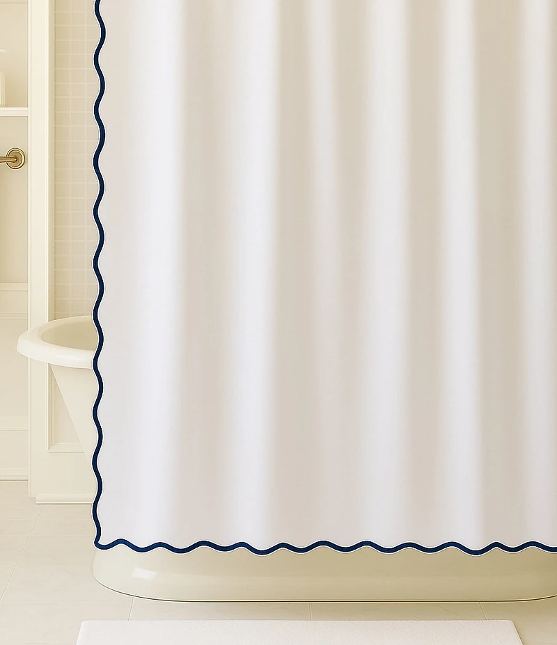 Laura Park Solid Scalloped Shower Curtain