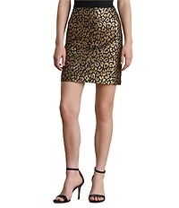 Lauren Ralph Lauren Animal Print Metallic Jacquard Pencil Skirt