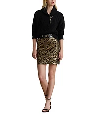 Lauren Ralph Lauren Animal Print Metallic Jacquard Pencil Skirt