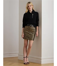 Lauren Ralph Lauren Animal Print Metallic Jacquard Pencil Skirt