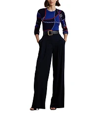 Lauren Ralph Cotton Blend Rope Print Crew Neck Long Sleeve Sweater