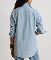 Lauren Ralph Lauren Chambray Point Collar Long Sleeve Shirt