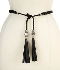 Lauren Ralph Lauren .5#double; Braided Leather Tassel-Tie Belt