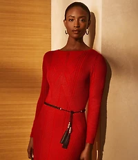 Lauren Ralph Lauren .5#double; Braided Leather Tassel-Tie Belt