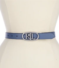 Lauren Ralph Lauren 0.75#double; Oval Logo Reversible Leather Skinny Belt